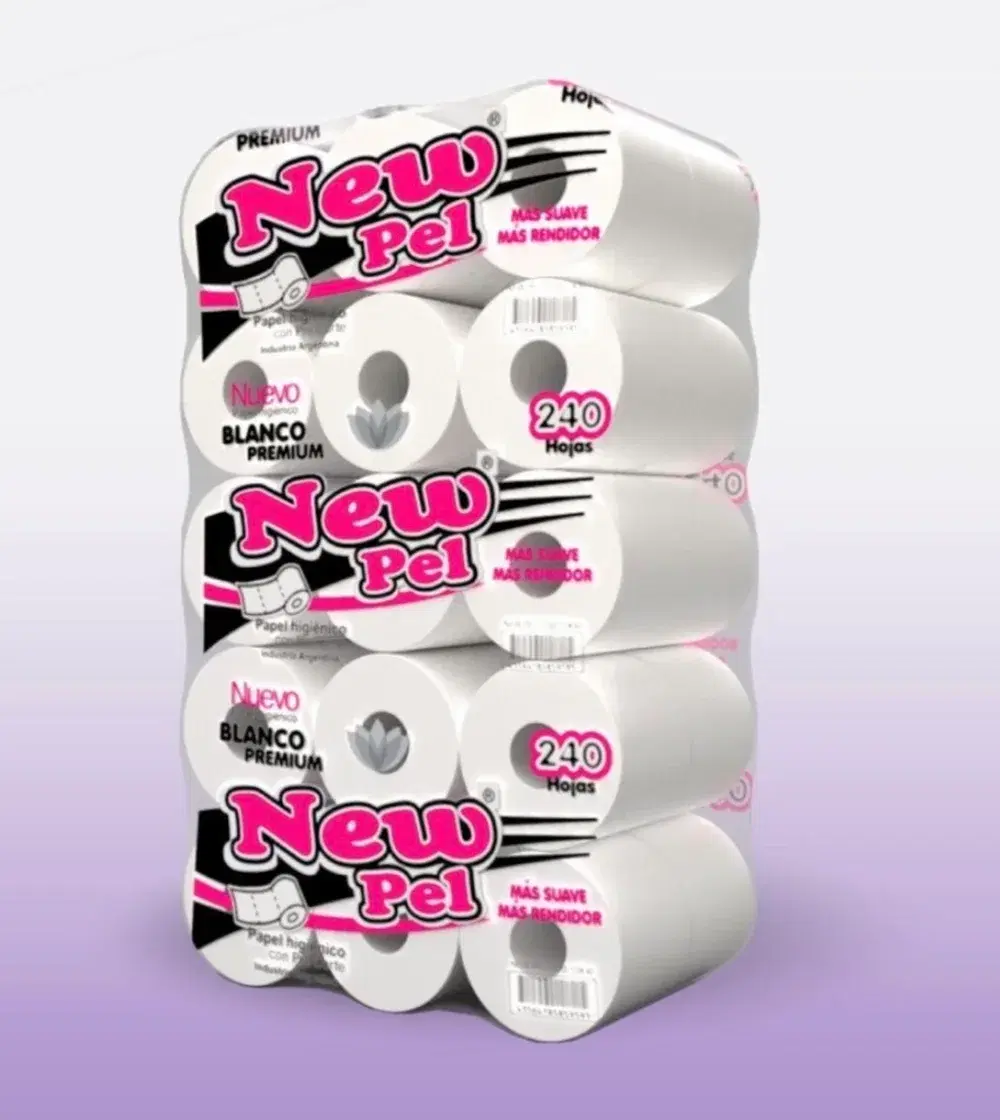 Pack de treinta rollos de papel higiénico New Pel Blanco Premium de 240 hojas